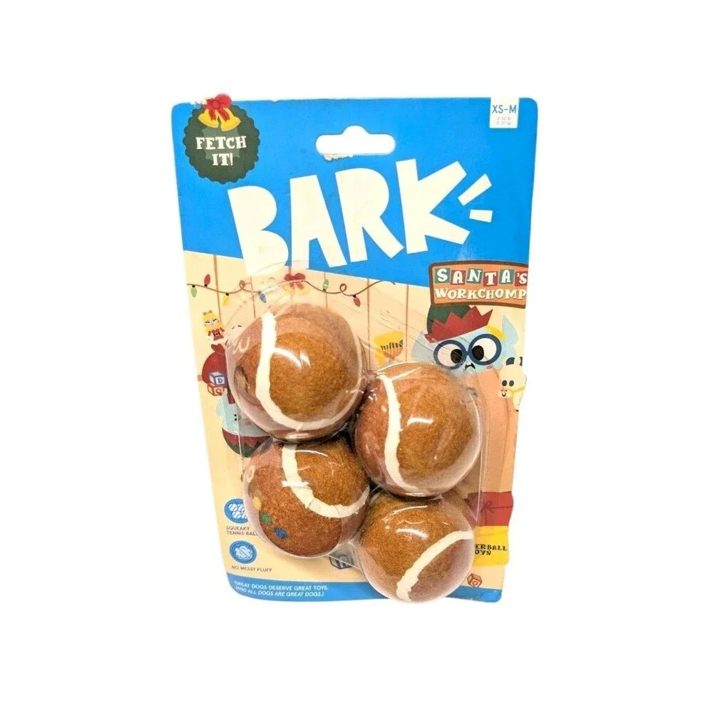 BARK Gingerball Boys Tennis Balls & KONG Ballistic Gingerbread Dog Toy Lot New